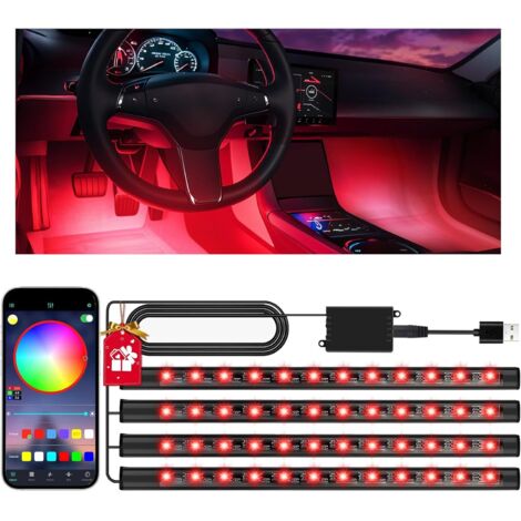Ambientebeleuchtung Auto Zubehör Innenraum, Led Innenraumbeleuchtung Auto, Geschenke für Männer Frauen USB Deko mit APP Steuerung und 16 Millionen Farben