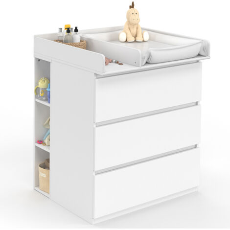 Vicco Commode à langer Kristian, Blanc, 85x77.3cm avec porte et compartiments ouverts | Leroy Merlin Vicco Commode à langer Kristian, Blanc, 85x77.3cm avec porte et compartiments ouverts | Leroy Merlin