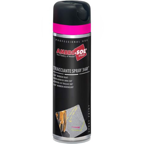 Ambro-Sol V403FUCSIAF Tracciante Marker Spray 360°, sia per Uso Professionale che Domestico, per Asfalti, Muri e Legno, Bomboletta Spray in Banda Stagnata Riciclabile 500 ml, Fucsia Fluorescente