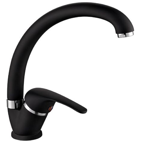 ambrosiana SEI1406BLA Rubinetto miscelatore lavello cucina/lavanderia con canna alta Ambrosiana serie Sei in ottone color nero con areatore a risparmio idrico, nero