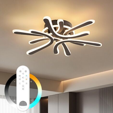 Amdelne LED Deckenleuchten Schwarz 40W 3800LM,Blütenblatt Acryl 55cm,2800-6000K,Fernbedienung,für Kinderzimmer Schlafzimmer Küche [Klasse F]