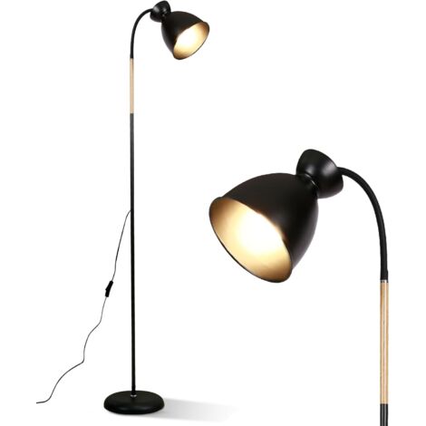 Amdelne LED Stehlampen 159cm Stehleuchte E27 Fassung max. 60W Metall Sofalampe Standleuchte Leselampe für Schlafzimmer Arbeitszimmer Schwarz ohne Leuchtmittel
