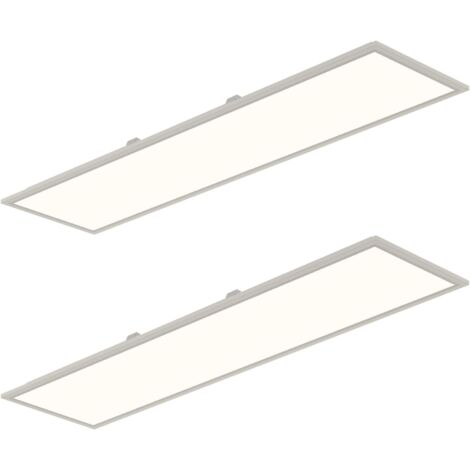 Amdelne-Lot de 2 Plafonnier LED Panneau 100x25cm 30W 2850LM 3000K-6500K,Télécommande,3 Modes,Veilleuse,Minuterie,Ultra-fin,pour Salon Chambre Bureau [Classe E]