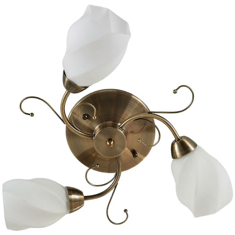 Image of Lampenwelt - Lindby Ameda - lampada da soffitto in stile romantico - bianco, ottone antico