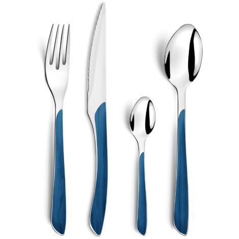 Amefa ECLAT Natura Set di Posate da 24 Pezzi, Colore Navy, Acciaio Inossidabile, Blu Marino