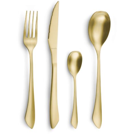 Amefa Istinto Set di Posate 16 Pezzi, Inossidabile Acciaio Inox 18/0 US, Champagne