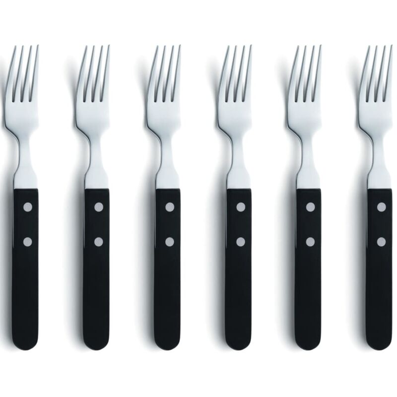 

Juego de tenedores de carne 6 piezas plateado y negro - Multicolor - Amefa