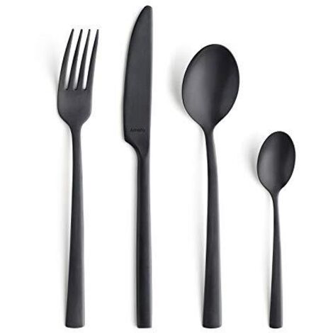 amefa Manille Vintage Servizio Posate, Inox, Antracite, Pezzi, Acciaio 18/10, Nero, Coffret 16 pièces, 4 unità