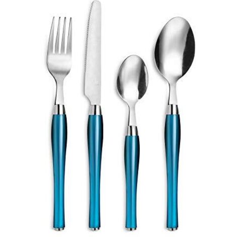 Amefa Purity Servizio di Posate 24 Pezzi-Cesto 6 Persone, Inossidabile Acciaio Inox Bi-Materiale, Blu