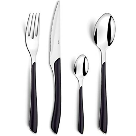 Amefa - Servizio di posate multiuso, Serie: Eclat, in cofanetto, Acciaio Inox ABS SAN, Nero, Ménagère 32 couverts pour 8 personnes