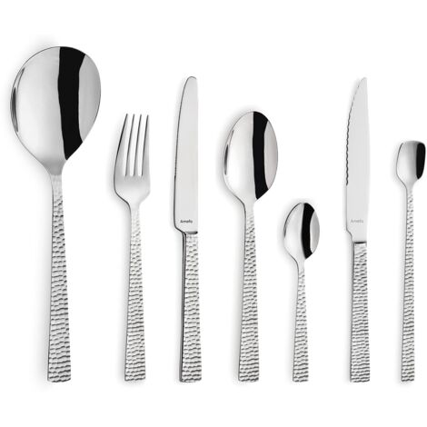 Amefa Set di posate Felicity, 42 pezzi, lucidate a specchio, martellate, lavabili in lavastoviglie