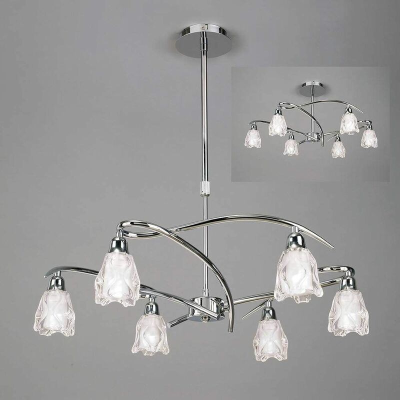 Amel Convertible Telescopic Semi-Ceiling Lamp 6 Bulbs L1 / SGU10, polished chrome