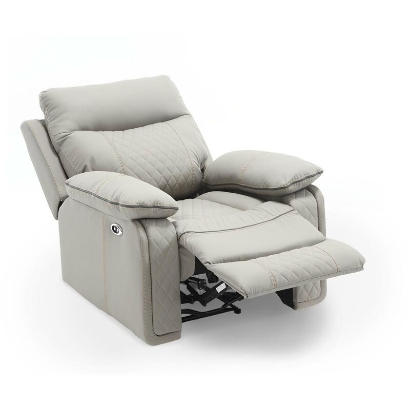 AMELI - Fauteuil relax électrique en simili cuir gris clair