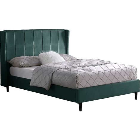 Amelia 5 Feet Bed Frame - L211 x W176 x H115 cm - Green Velvet Fabric