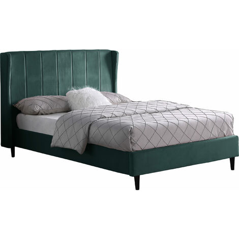 Amelia 5ft Kingsize 150 x 200 Low Frame Bed Green Velvet Fabric