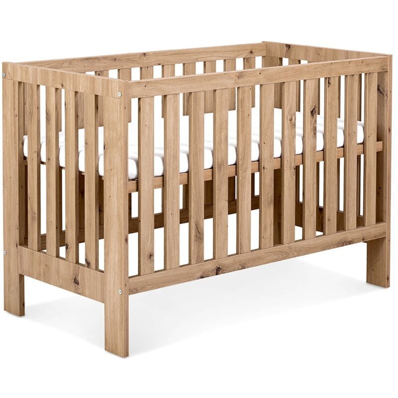 Monmobilierdesign - amelia ii Lit bébé évolutif avec barrière de sécurité Chêne Sans tiroir