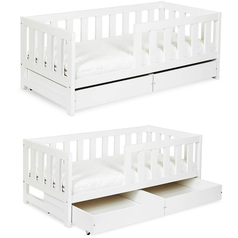 Monmobilierdesign - amelia Lit enfant 160x80 Blanc avec double tiroir Monmobilierdesign - amelia Lit enfant 160x80 Blanc avec double tiroir