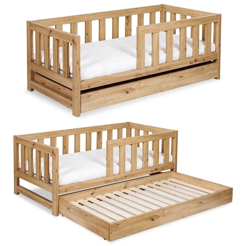 AMELIA Lit enfant 160x80 Chêne avec tiroir gigogne