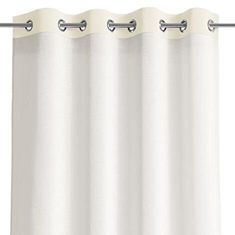 AMELIAHOME RIDEAU 140 X 250 CM - 1 RIDEAU SEMI-TRANSPARENT À ½ILLETS - ASPECT VELOURS - CRÈME 38630