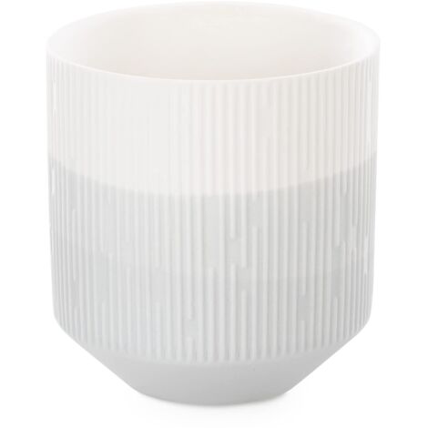 AmeliaHome Scatola portaoggetti in ceramica Ombre Pattern Organizer Vaso da fiori 9 x 9,8 cm Fino Grigio Bianco