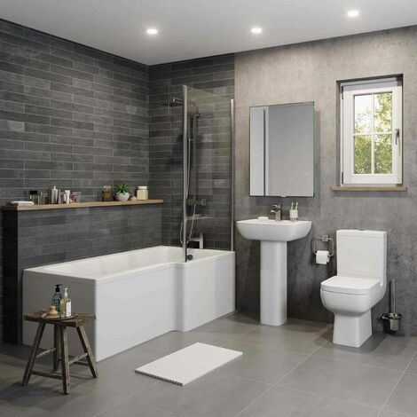 Amelie L Bathroom Suite with Right Hand Bath