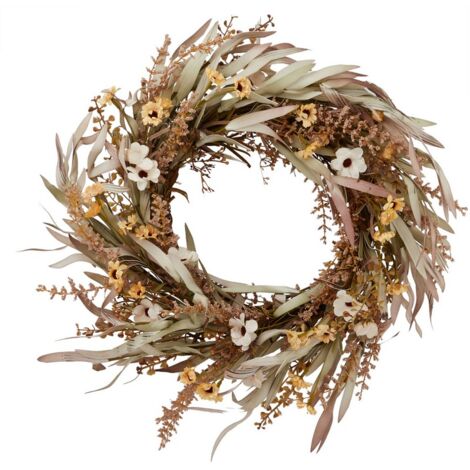 Amelie Wreath - Plastic - H55 cm - Cream