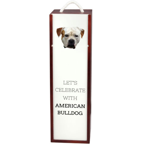 American Bulldog - canette de vin géométrique avec photo et inscription par Art-Dog