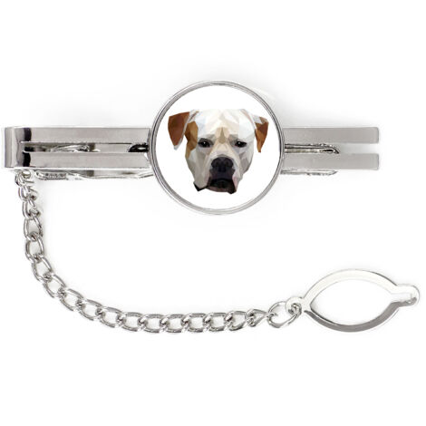 American Bulldog - fermacravatta geometrico con foto e scritta Art-Dog