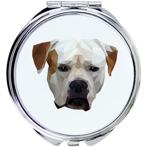 American Bulldog - specchio con foto e scritta geometrica di Art-Dog