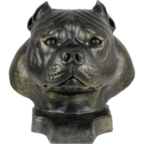 American Bully II - urna para cenizas de perro, busto de perro, cabeza de perro grande para el jardín de Art-Dog