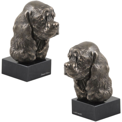 American Cocker Spaniel - statuetta di cane, busto su base di pietra, scultura, trofeo per una mostra canina di Art-Dog