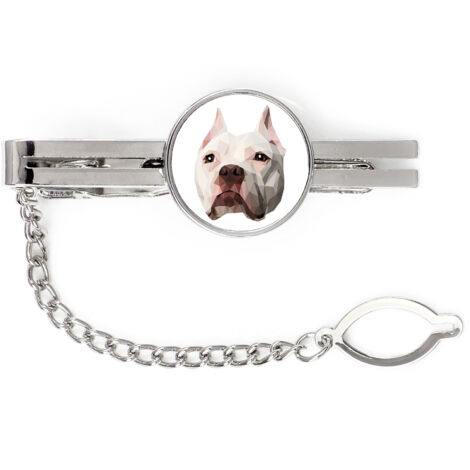 American Pit Bull Terrier, Pit Bull, American Pit Bull Terrier, Pitbul, APBT - pince à cravate géométrique avec photo et inscription Art-Dog