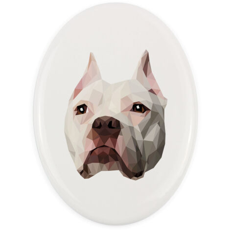 American Pit Bull Terrier, Pit Bull, American Pit Bull Terrier, Pitbul, APBT - una targa con una foto e un'iscrizione geometrica di Art-Dog