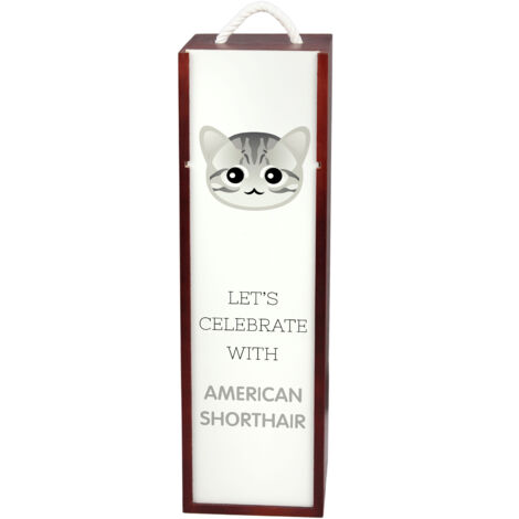 American Shorthair - coffret à vin avec graphisme et inscription par Art-Dog