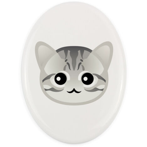 American Shorthair - piastrella in ceramica per lapide con grafica e iscrizione di Art-Dog