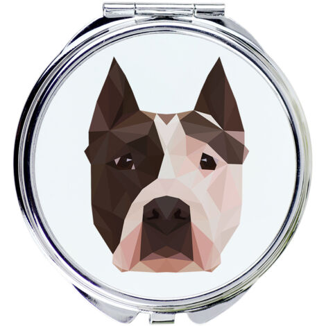 American Staffordshire Terrier, Amstaff, Amstaf: espejo con foto e inscripción geométrica de Art-Dog