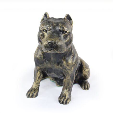 American Staffordshire Terrier, Amstaff, Amstaf - estatuilla de perro, perro sentado en el escritorio, decoración para la sala de estar de un amante de los perros de Art-Dog