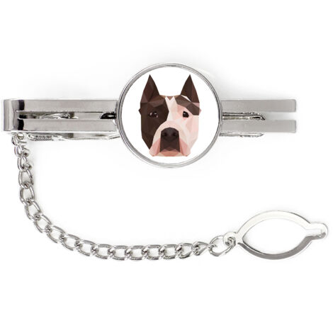 American Staffordshire Terrier, Amstaff, Amstaf - fermacravatta geometrico con foto e scritta Art-Dog