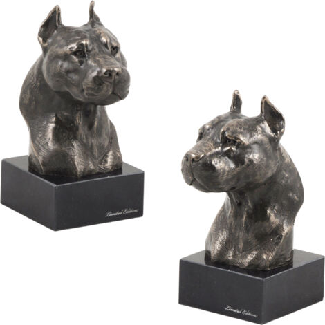 American Staffordshire Terrier, Amstaff, Amstaf I - statuetta di cane, busto su base in pietra, scultura, trofeo per l'esposizione canina del marchio Art-Dog