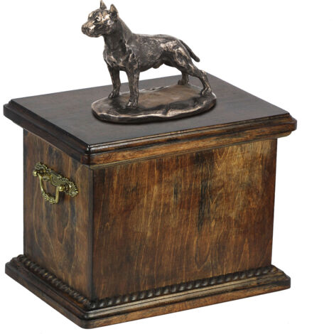 American Staffordshire Terrier, Amstaff, Amstaf I - une urne pour les cendres de chien, une urne avec une statuette, une urne élégante dans le style classique d'Art-Dog