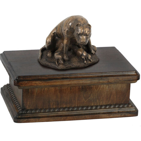 American Staffordshire Terrier, Amstaff, Amstaf I - une urne pour les cendres de chien, une urne classique avec une statuette, une urne élégante avec un chien d'Art-Dog