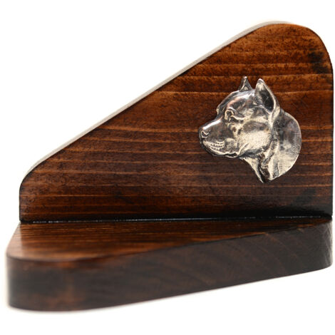 American Staffordshire Terrier, Amstaff, Amstaf II: candelabro de madera con un perro, soporte para velas de té, monumento conmemorativo para perros de Art-Dog
