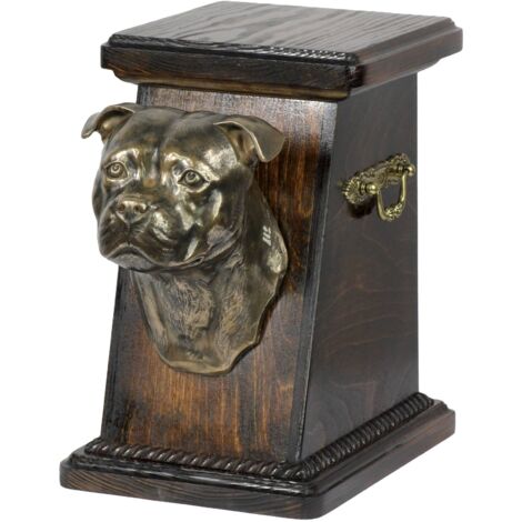 American Staffordshire Terrier, Amstaff, Amstaf II: urna para cenizas de perro, elegante urna con estatuilla, urna conmemorativa con busto de perro de Art-Dog