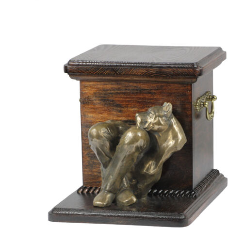 American Staffordshire Terrier, Amstaff, Amstaf IV - une urne pour les cendres de chien avec une statuette, une urne élégante pour un chien, une urne unique avec un buste d'un chien d'Art-Dog