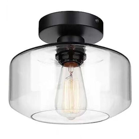 Amerikanische Retro-Deckenleuchte aus Glas, Deckenleuchte aus Klarglas, E27-Fassung, Leuchtmittel nicht enthalten, 21 cm, europäische Norm