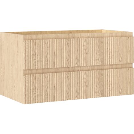 Ameublement de salle de bains Mexen Rivel sous-vasque 90 cm, 2 tiroirs, rainuré, chêne - 91A20-09047-2-BFF81