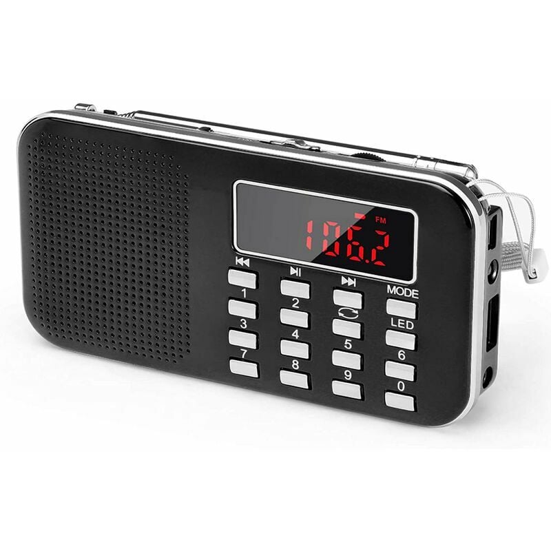 Am/fm Portable Radio, Radio Set with Emergency Light, Micro sd/aux/usb Support, 1200mAh Rechargeable Battery