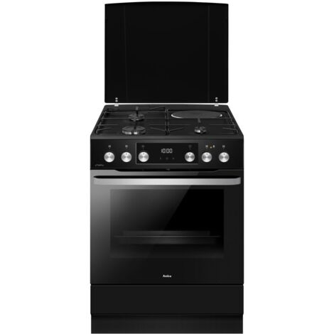 Amica – Cuisinière mixte 4 foyers – Plaque mixte – Convection multifonction – Nettoyage pyrolyse – Classe énergétique A+ – Volume 77L