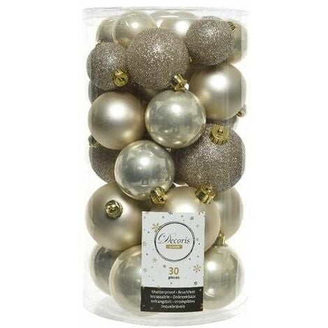 AMICASA Cilindro 30 Sfere Mix Pearl Addobbi di Natale per Decorazioni Festive Casa e Arredamento