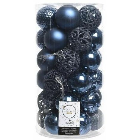 AMICASA Cilindro 37 Sfere 60mm Night Blu per Addobbi di Natale e Decorazioni Festive